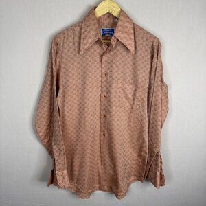 Vintage Arrow Chaparral perma-iron diamond weave shirt medium 70s style Disco
